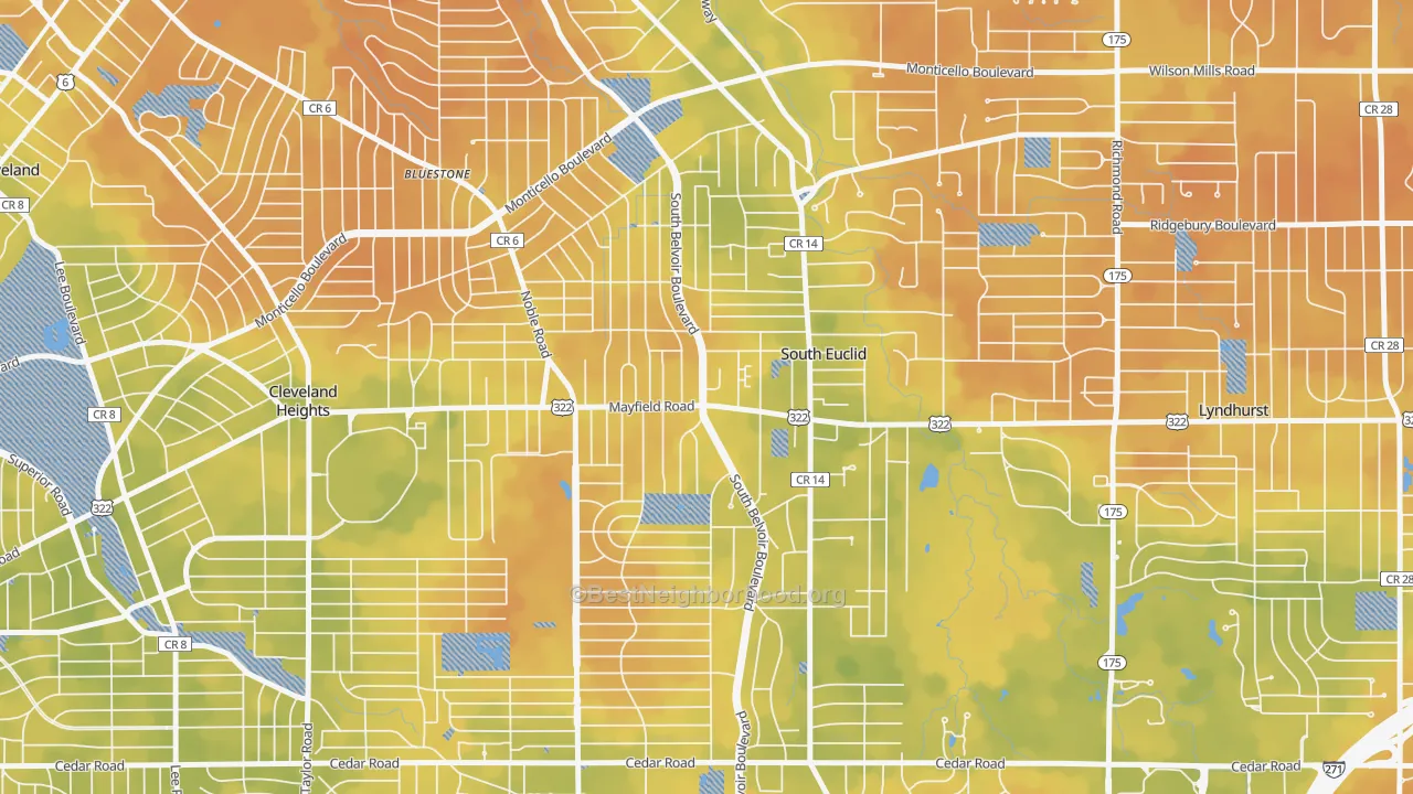 Bike Grade map of South Euclid, OH