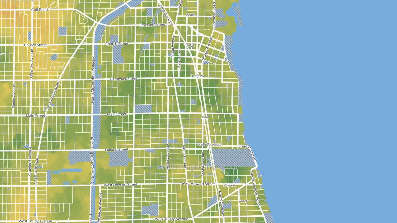 Bike Grade map of South Evanston, Evanston, IL