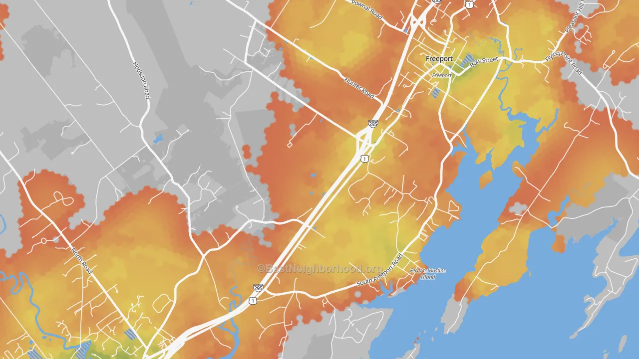 Bike Grade map of South Freeport, ME