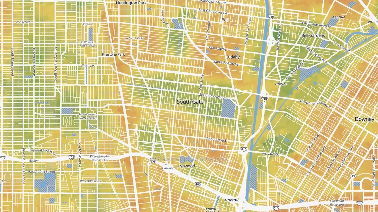 Bike Grade map of South Gate, CA