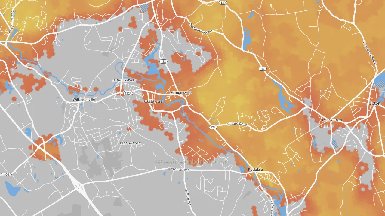 Bike Grade map of South Grafton, MA