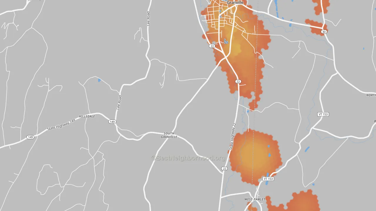 Bike Grade map of South Granville, NY