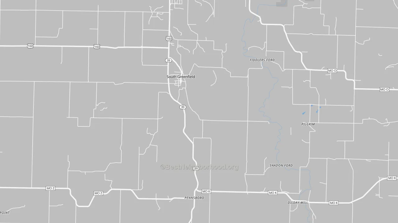 Bike Grade map of South Greenfield, MO