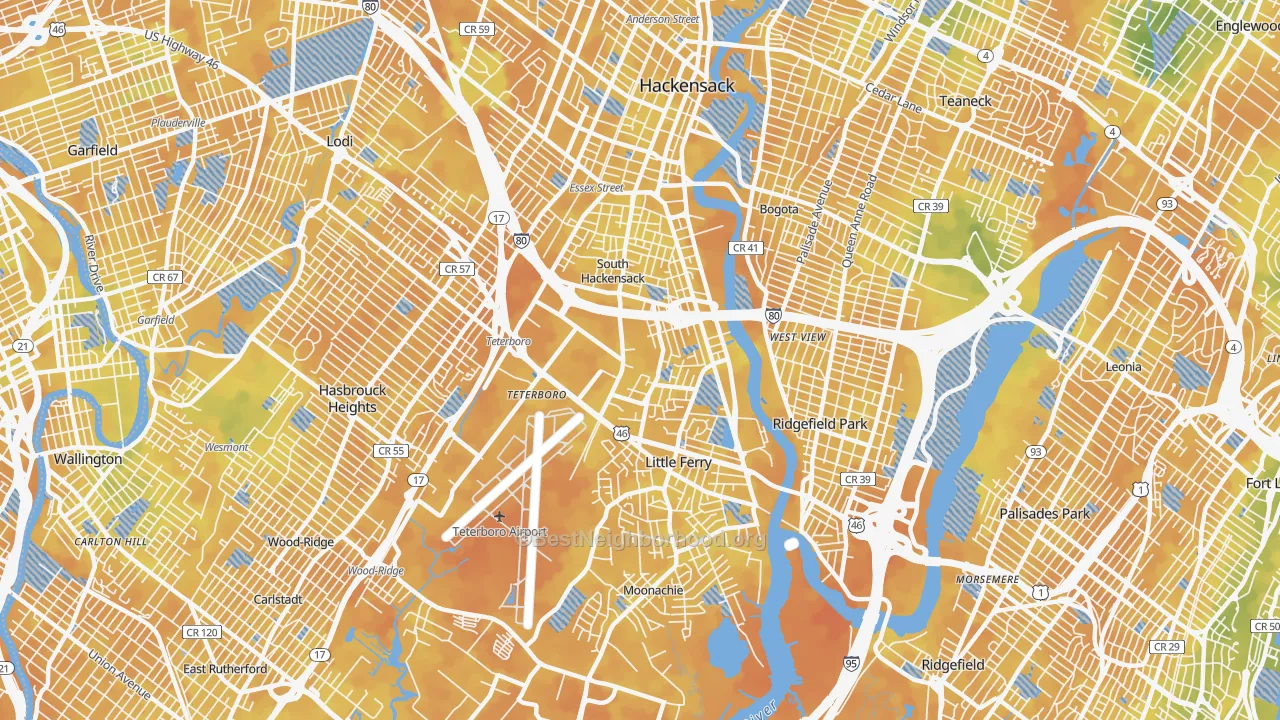 Bike Grade map of South Hackensack, NJ