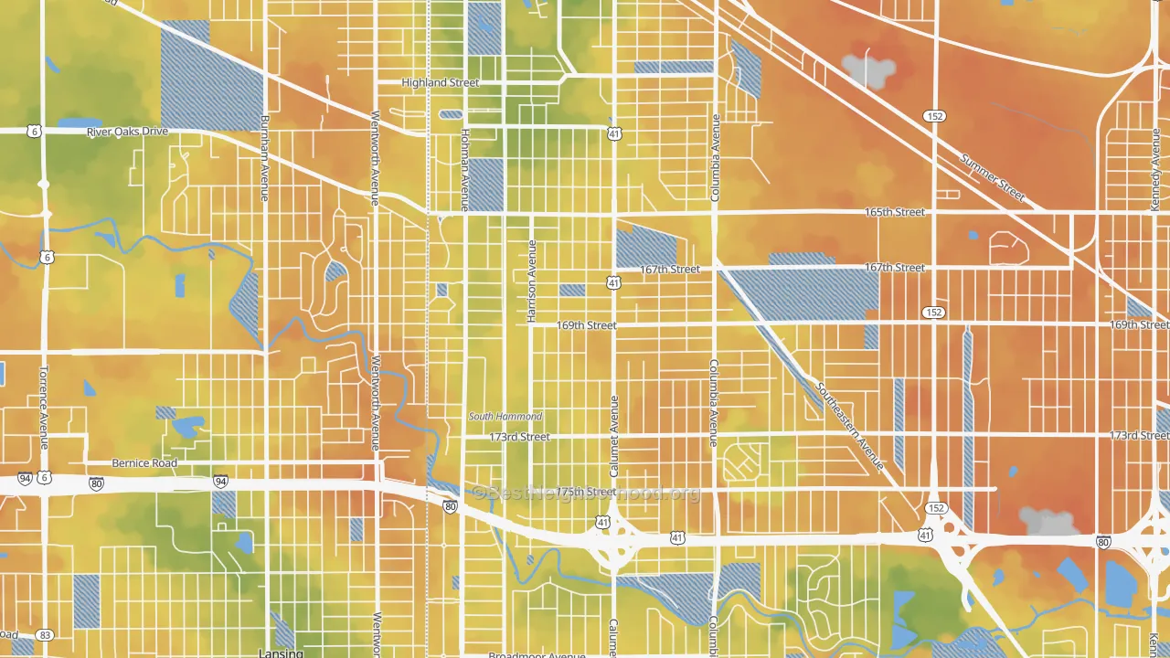 Bike Grade map of South Hammond, Hammond, IN