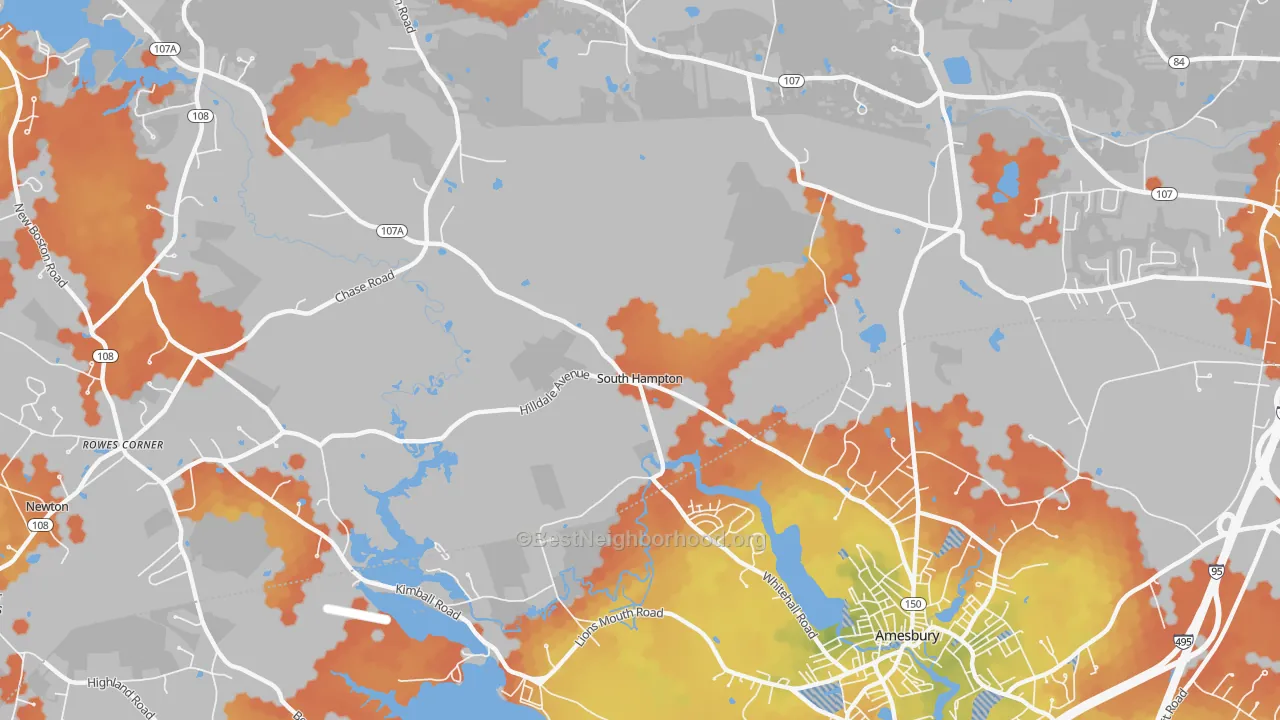 Bike Grade map of South Hampton, NH