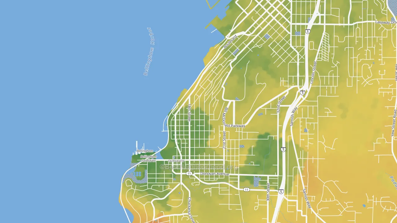 Bike Grade map of South Hill, Bellingham, WA
