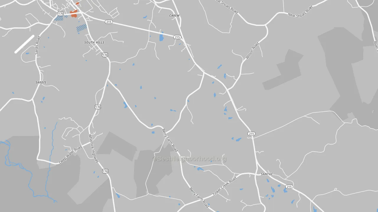 Bike Grade map of South Hills, SC