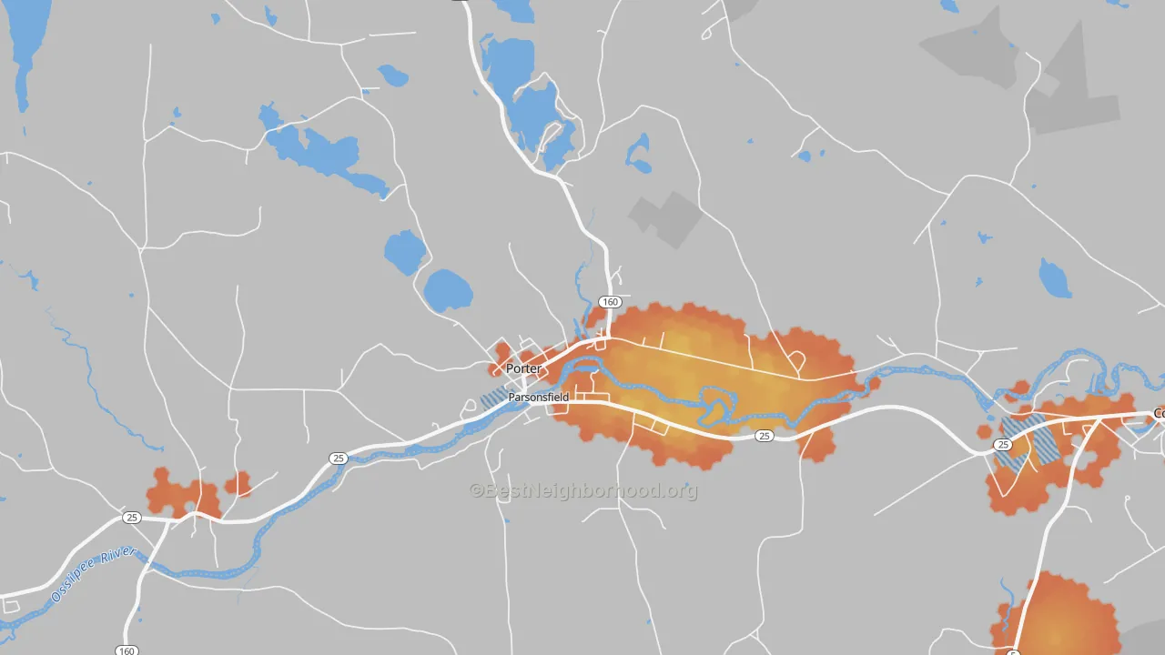 Bike Grade map of South Hiram, ME