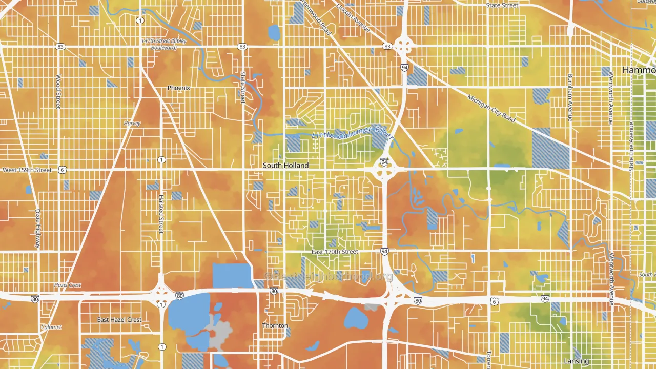 Bike Grade map of South Holland, IL