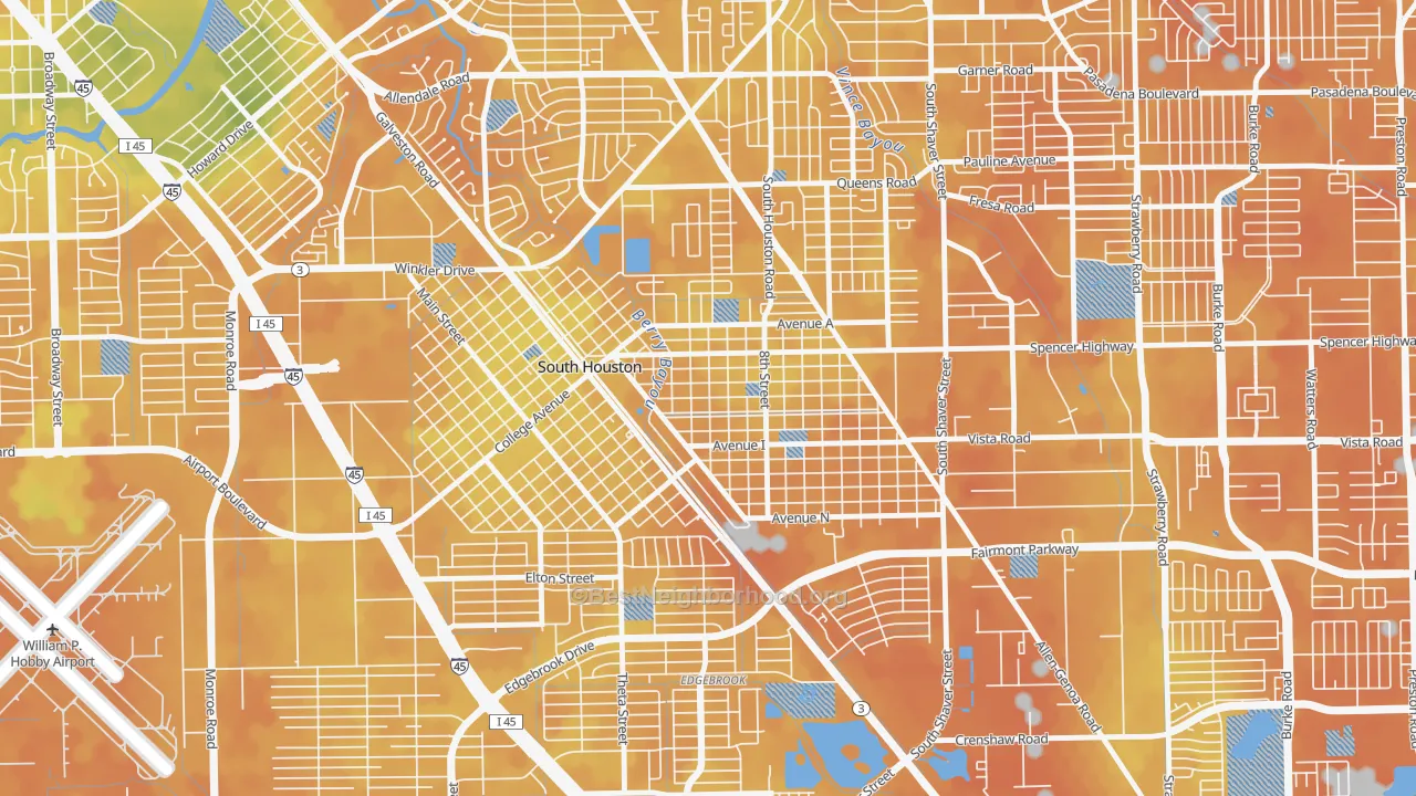 Bike Grade map of South Houston, TX