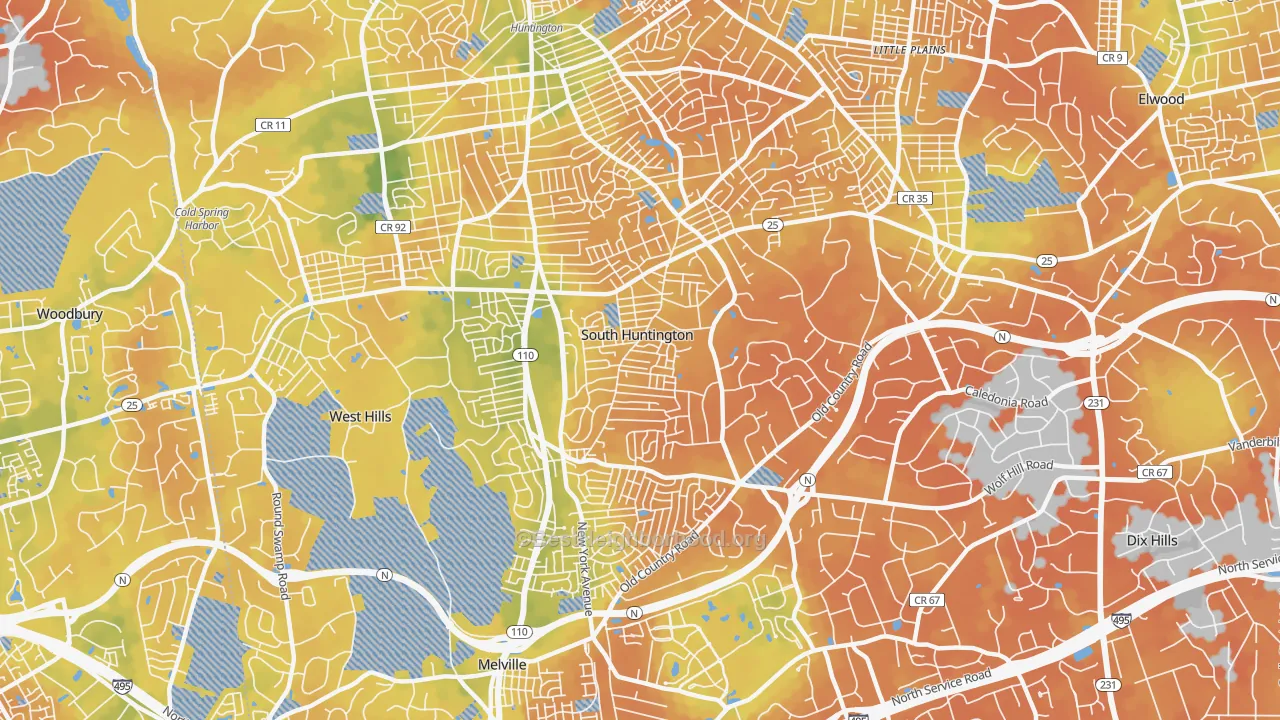 Bike Grade map of South Huntington, NY