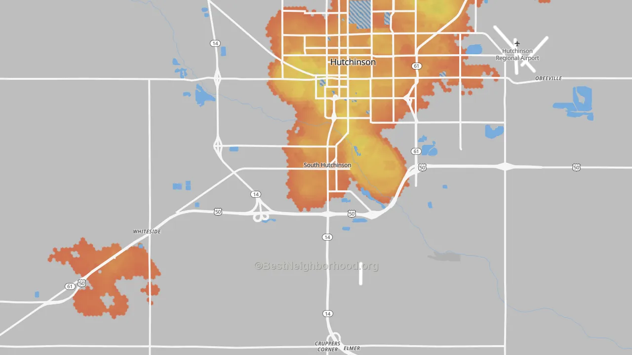 Bike Grade map of South Hutchinson, KS