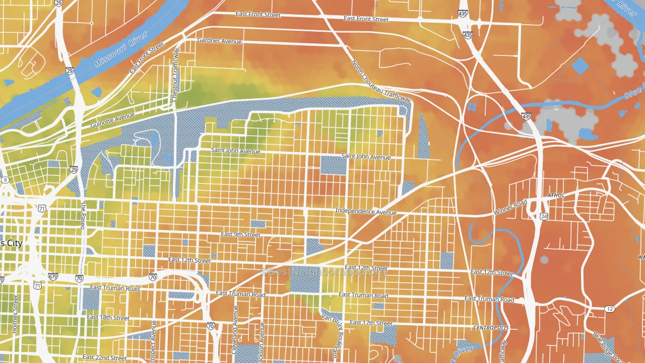 Bike Grade map of South India Mound, Kansas City, MO