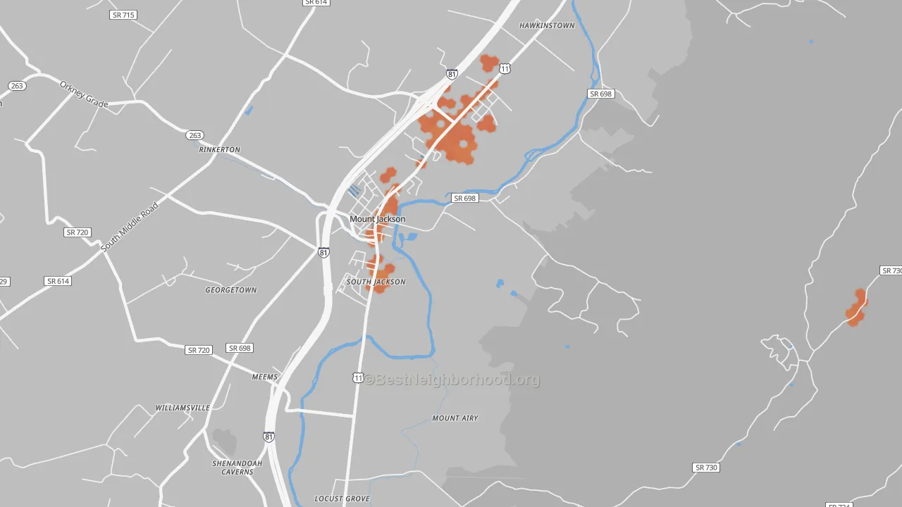 Bike Grade map of South Jackson, VA