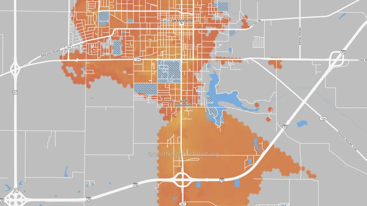 Bike Grade map of South Jacksonville, IL