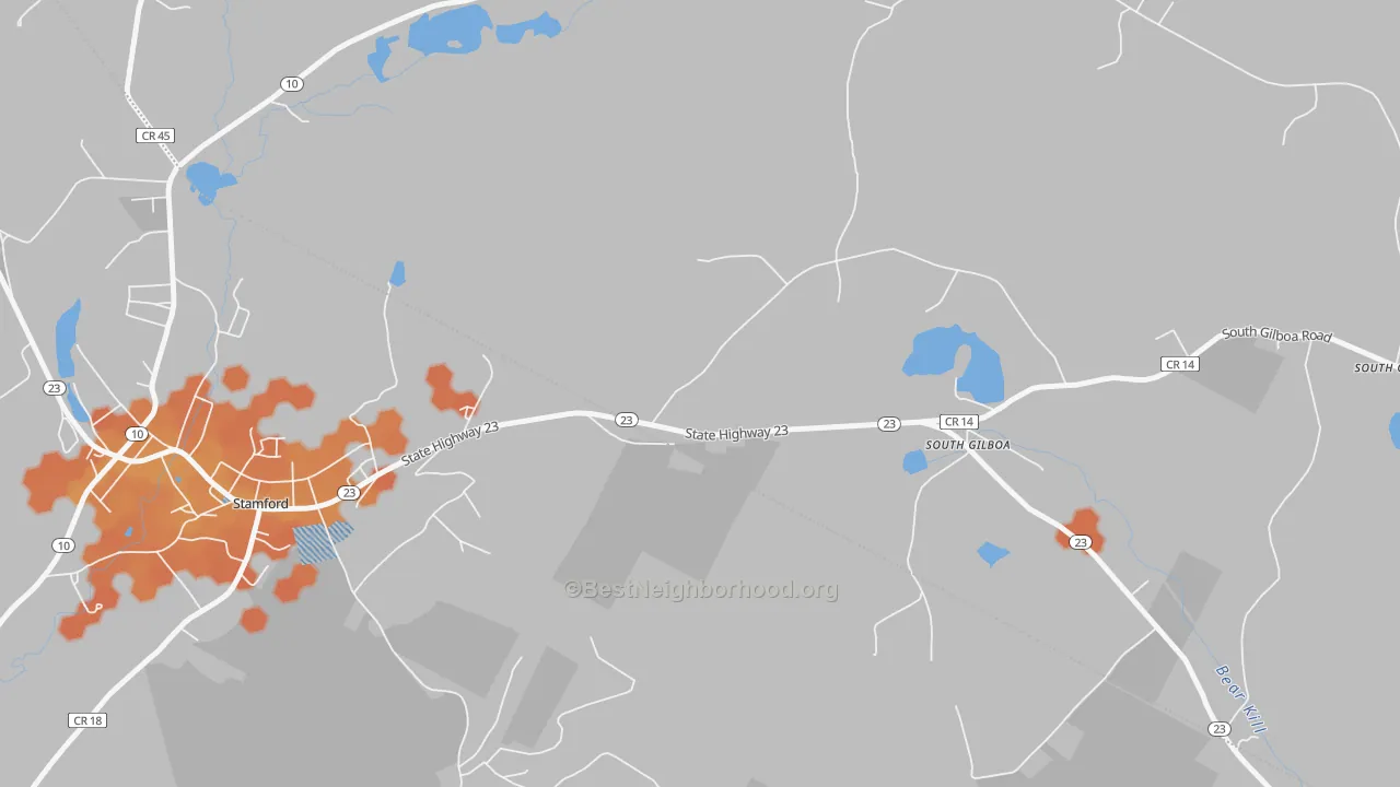 Bike Grade map of South Jefferson, NY