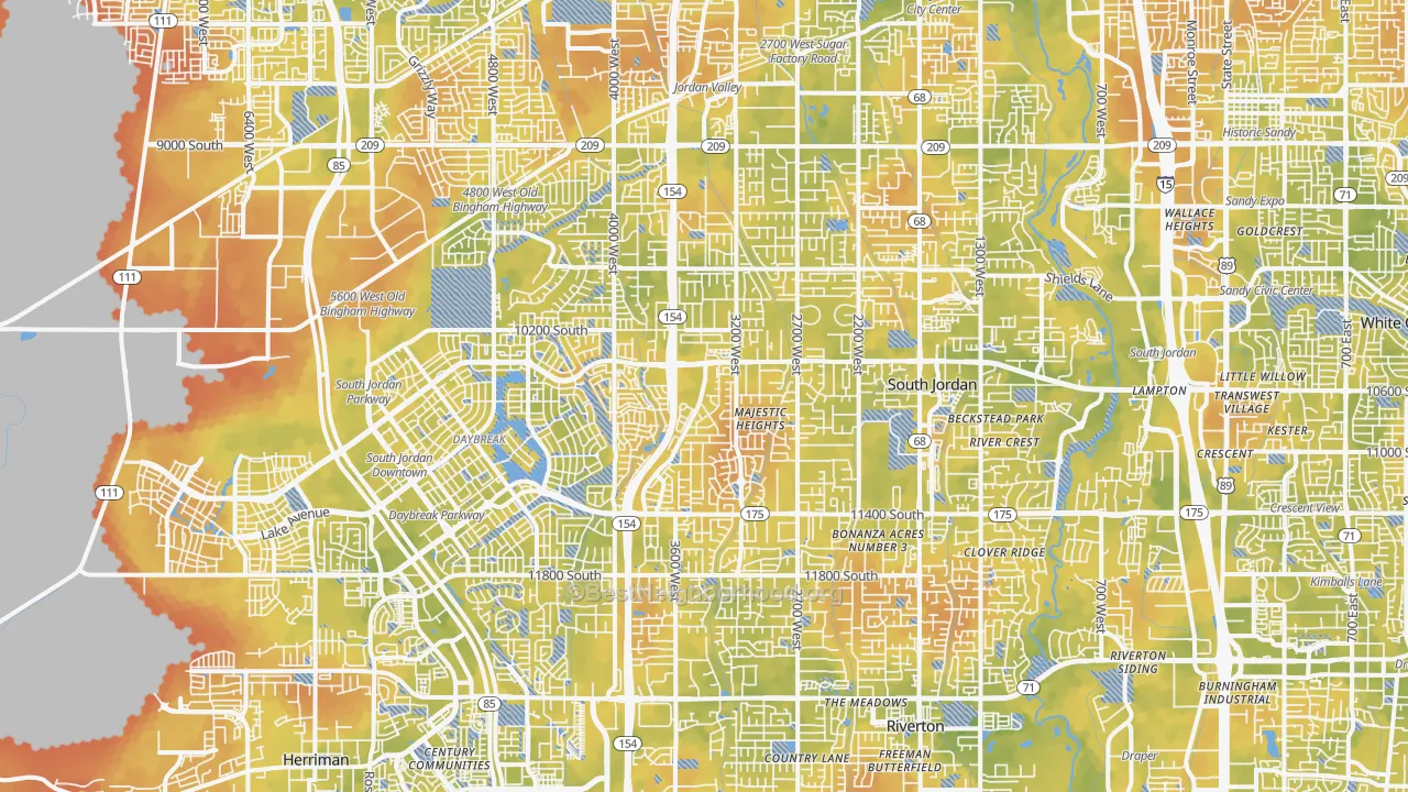 Bike Grade map of South Jordan, UT