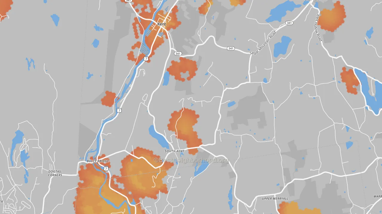 Bike Grade map of South Kent, CT