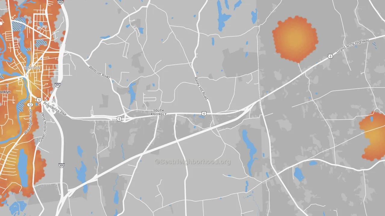 Bike Grade map of South Killingly, CT