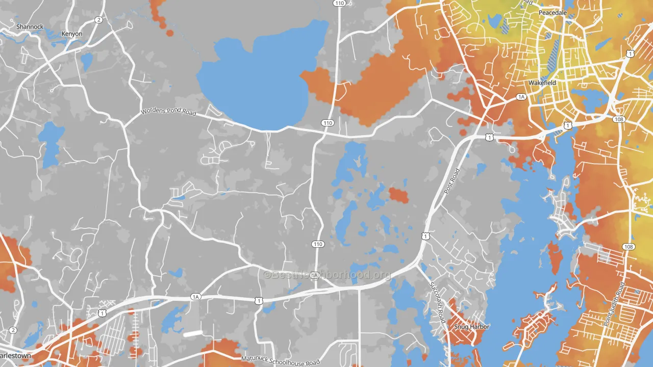 Bike Grade map of South Kingstown, RI