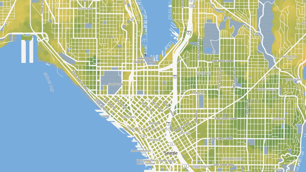 Bike Grade map of South Lake Union, Seattle, WA