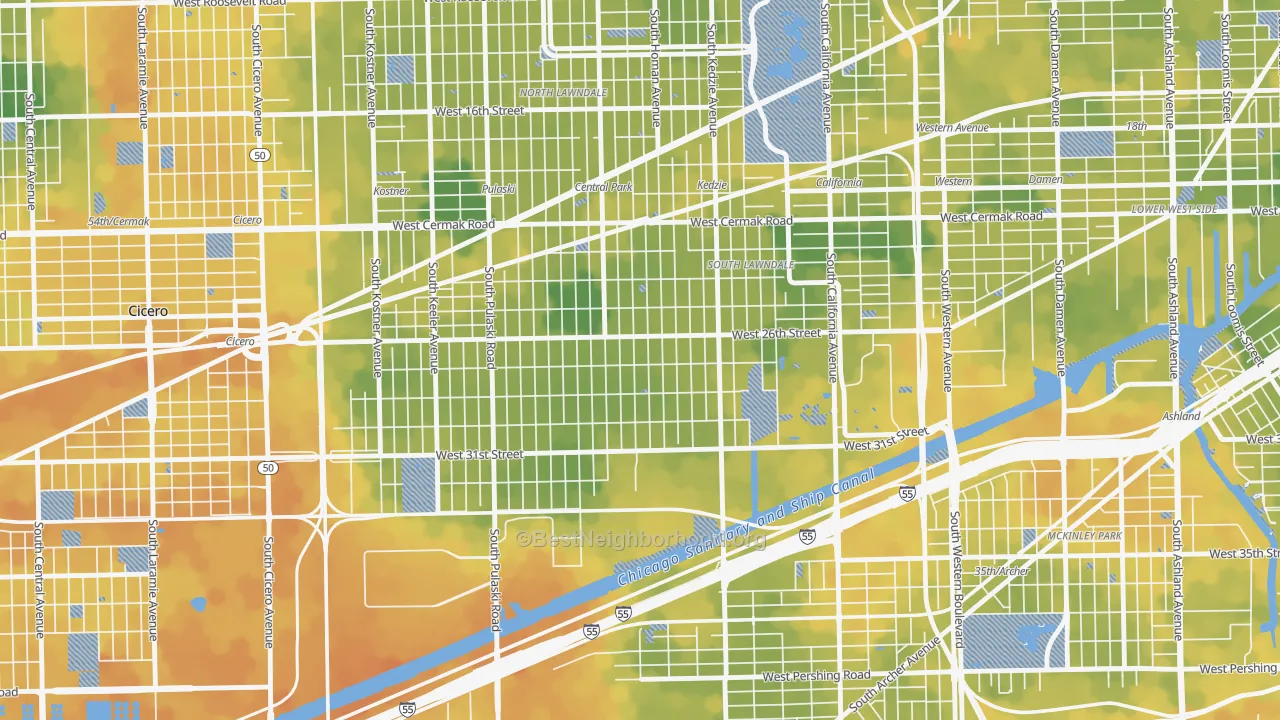 Bike Grade map of South Lawndale, Chicago, IL
