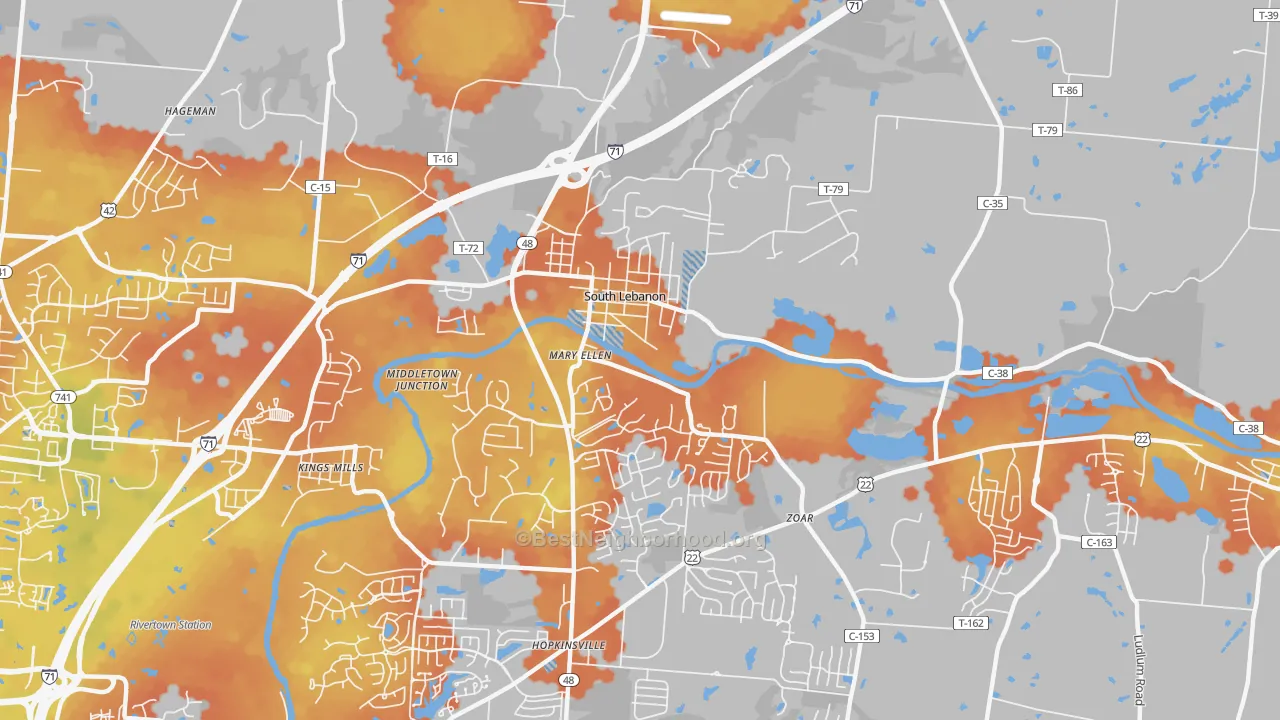 Bike Grade map of South Lebanon, OH
