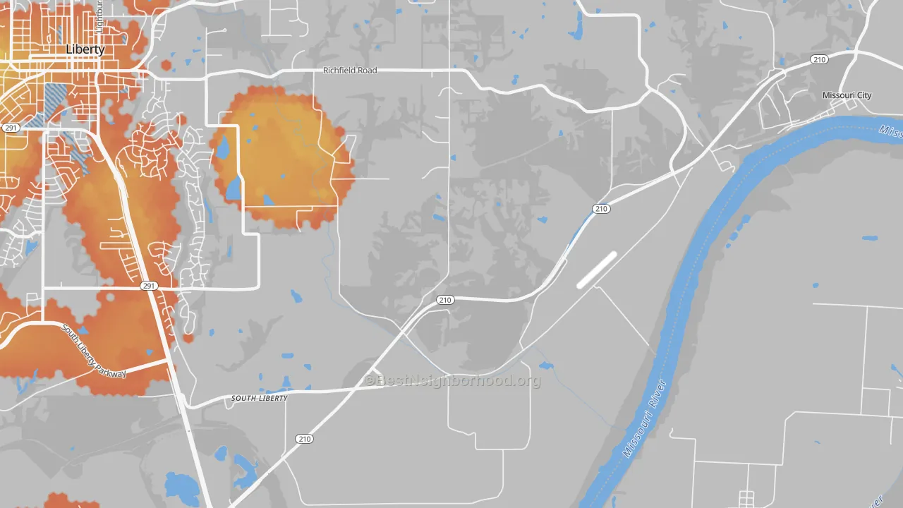 Bike Grade map of South Liberty, MO