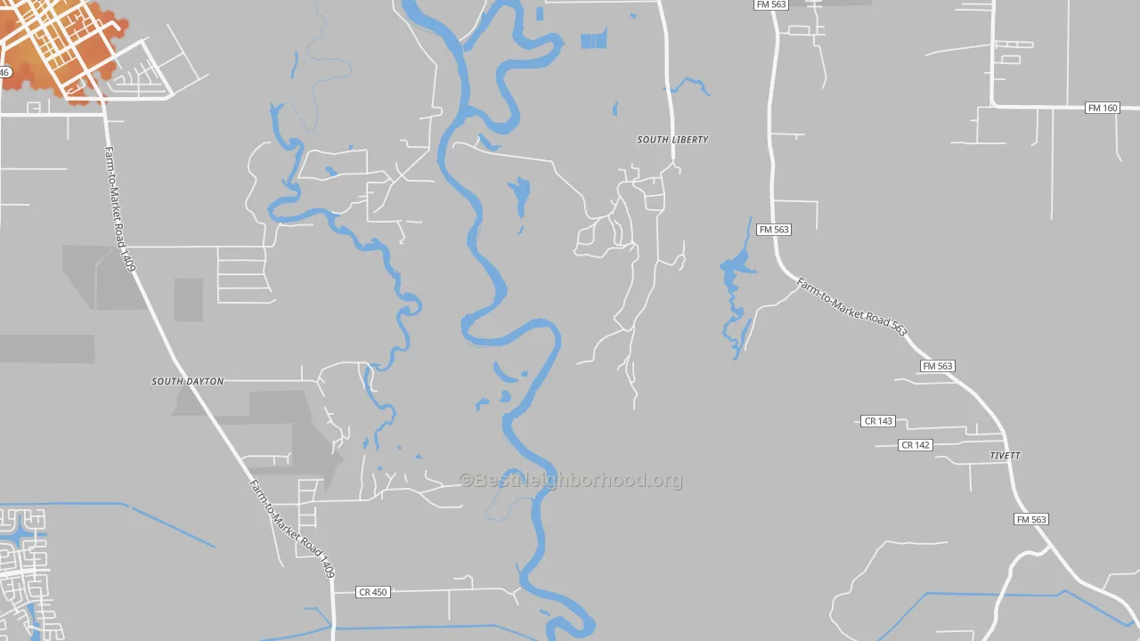 Bike Grade map of South Liberty, TX