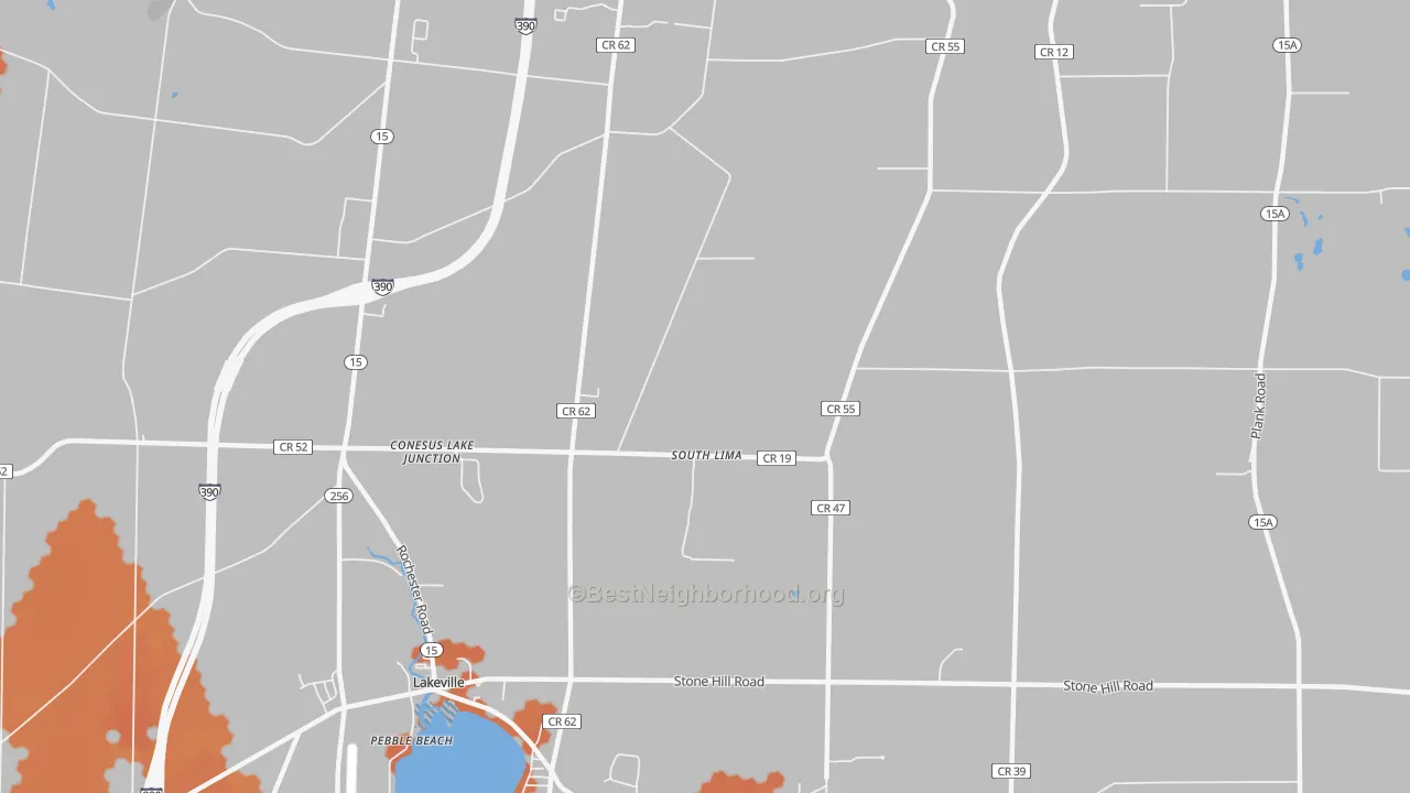 Bike Grade map of South Lima, NY