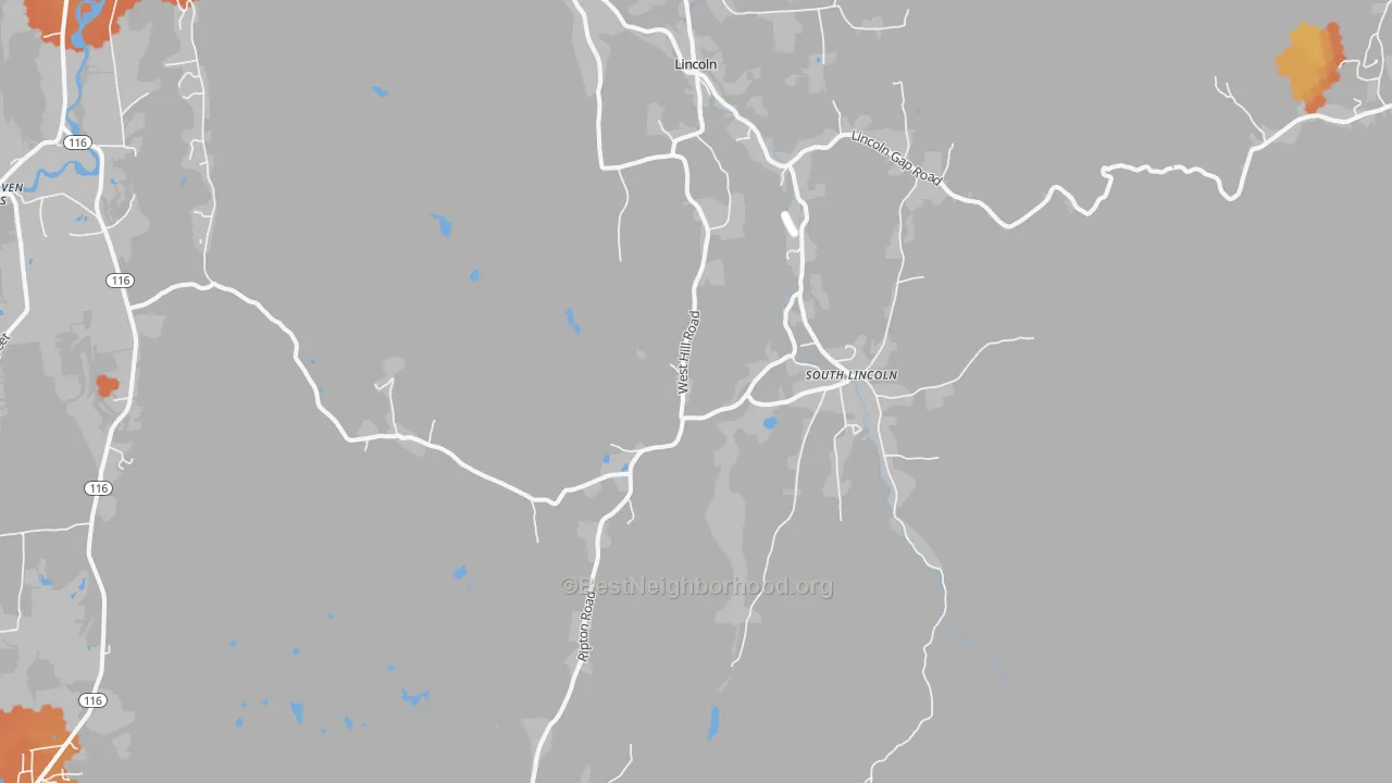 Bike Grade map of South Lincoln, VT