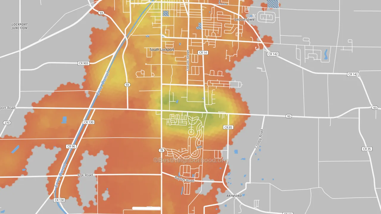 Bike Grade map of South Lockport, NY