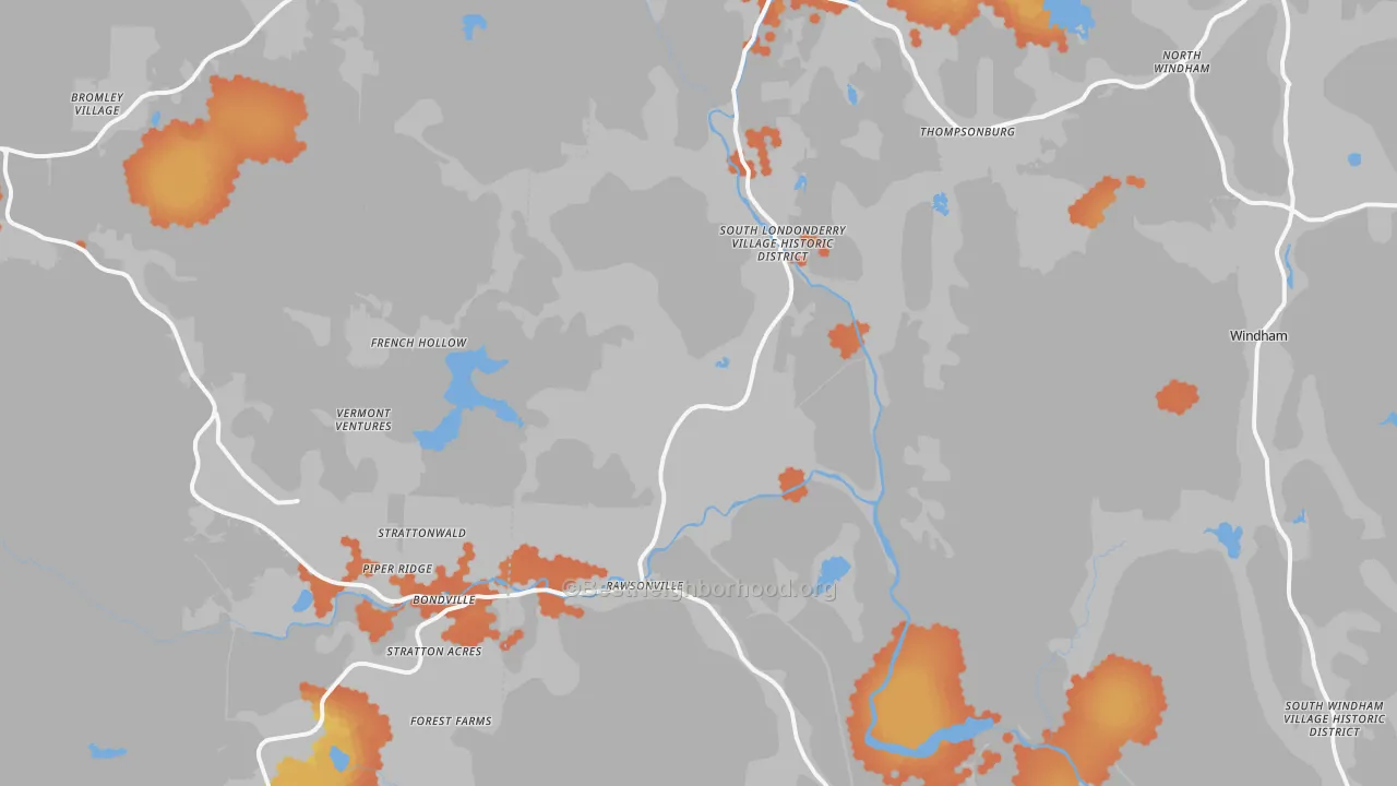 Bike Grade map of South Londonderry, VT