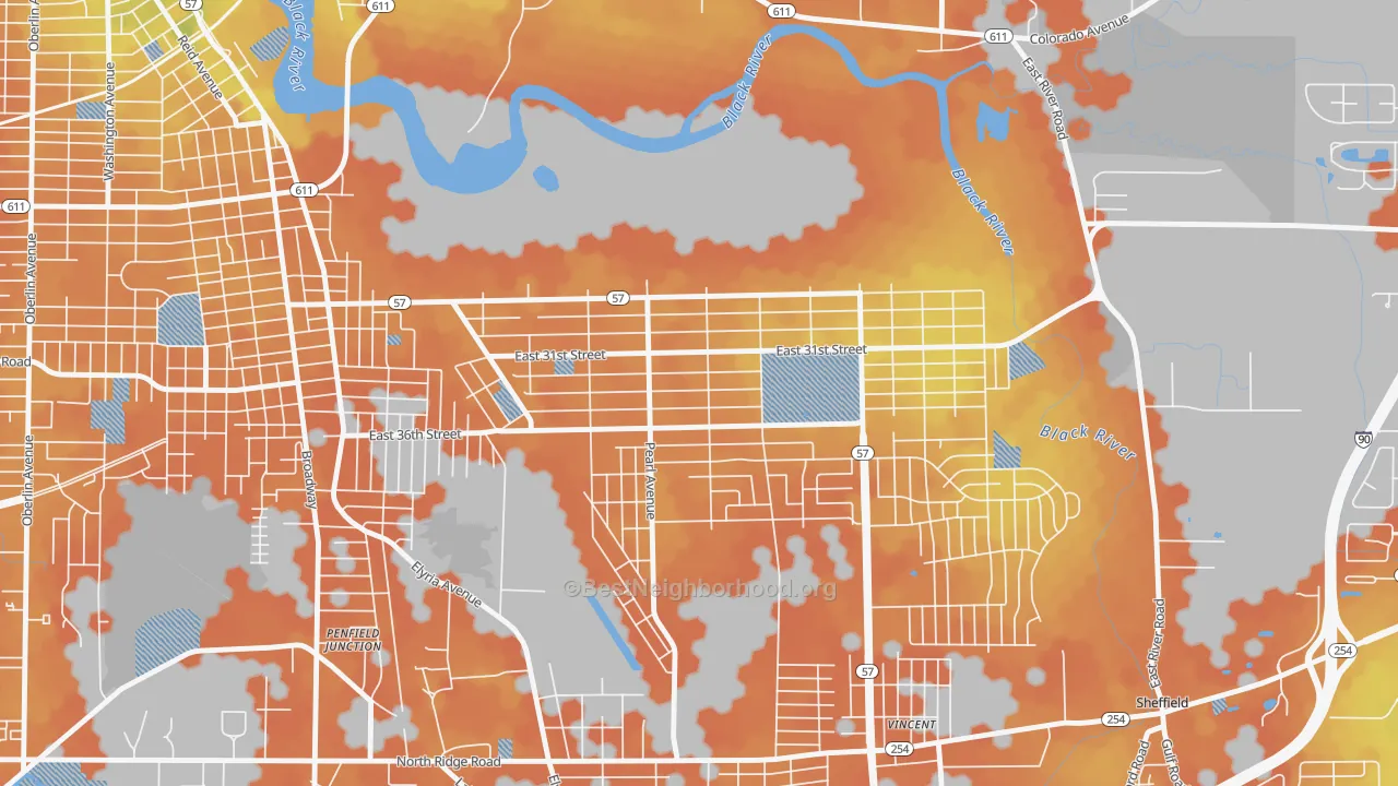 Bike Grade map of South Lorain, Lorain, OH