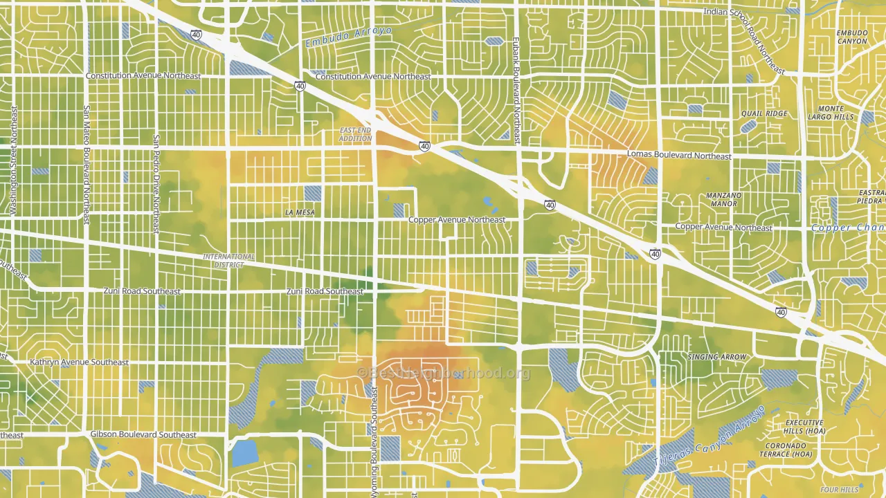 Bike Grade map of South Los Altos, Albuquerque, NM