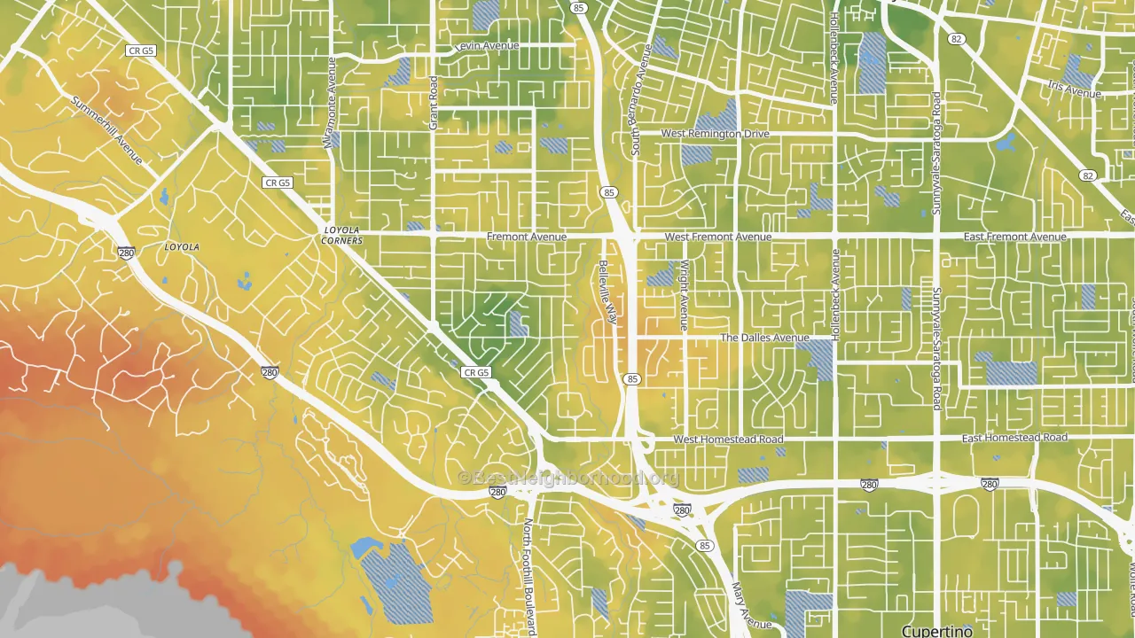 Bike Grade map of South Los Altos, Los Altos, CA