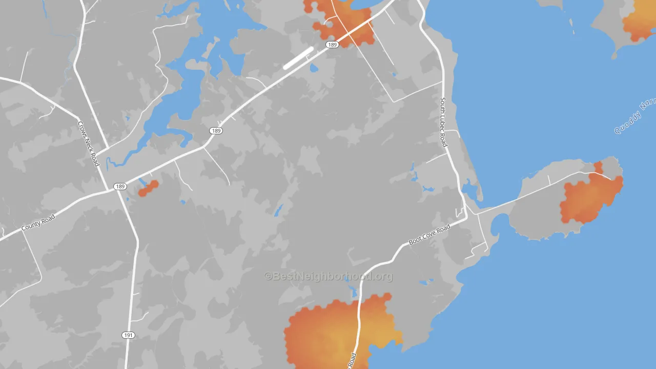 Bike Grade map of South Lubec, ME