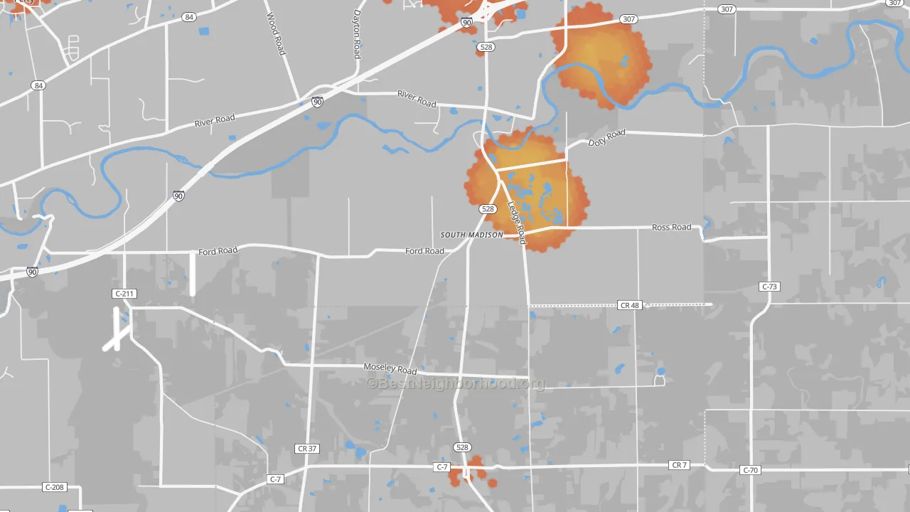 Bike Grade map of South Madison, OH