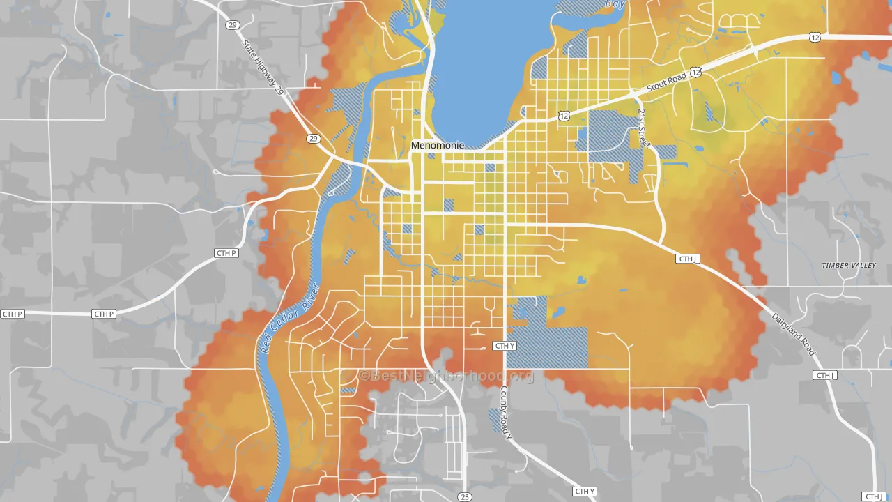 Bike Grade map of South Menomonie, Menomonie, WI