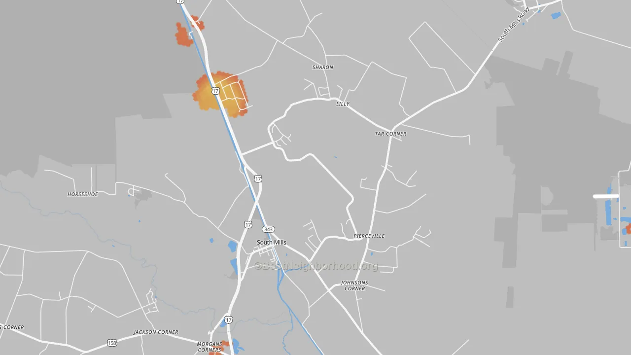 Bike Grade map of South Mills, NC