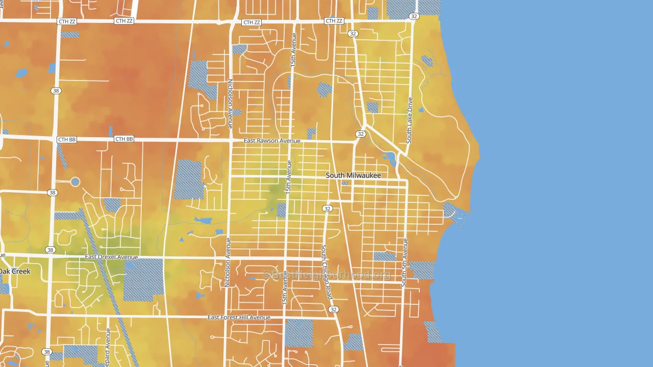 Bike Grade map of South Milwaukee, WI