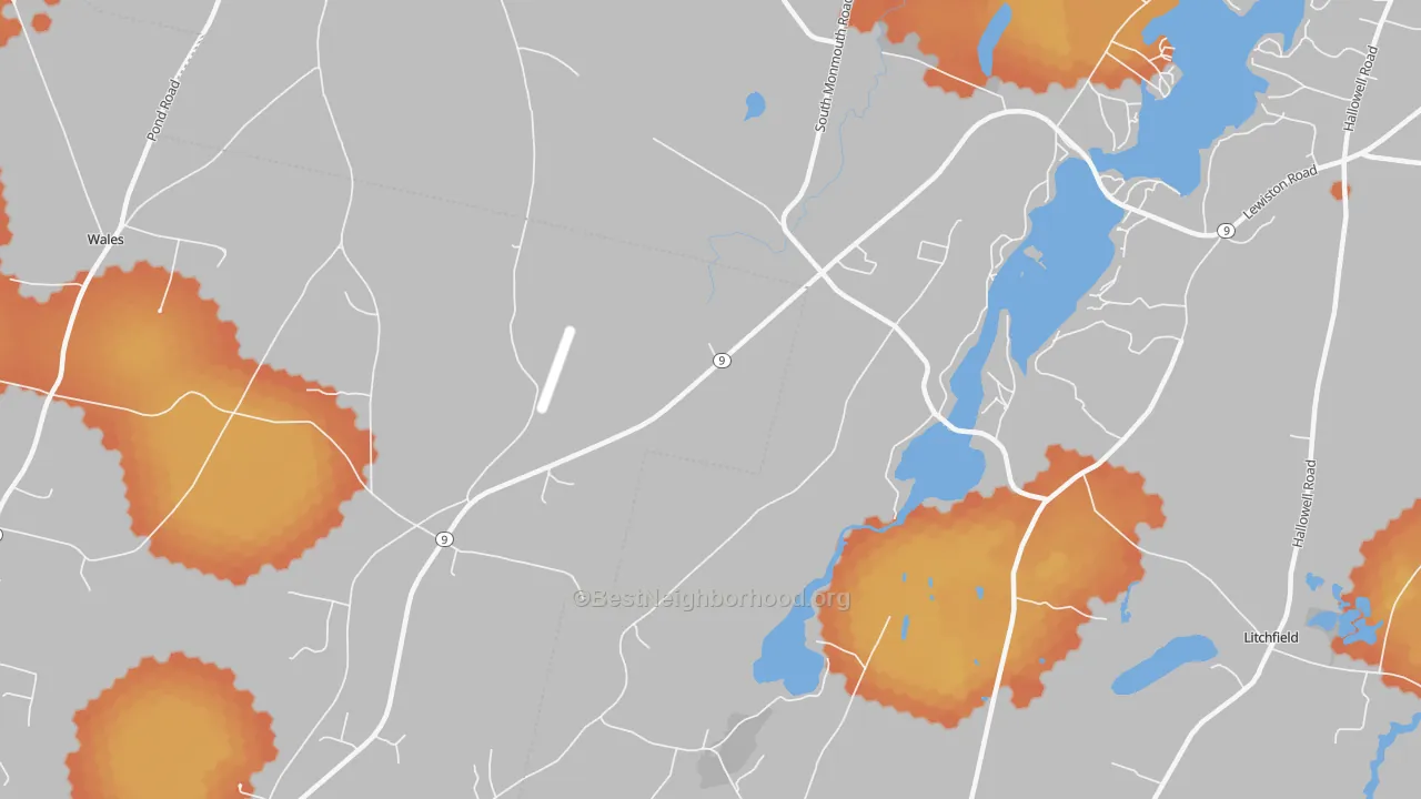 Bike Grade map of South Monmouth, ME