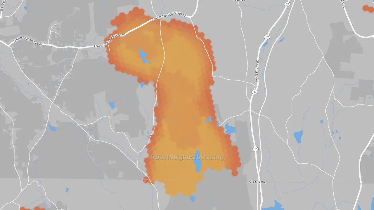 Bike Grade map of South Monson, MA