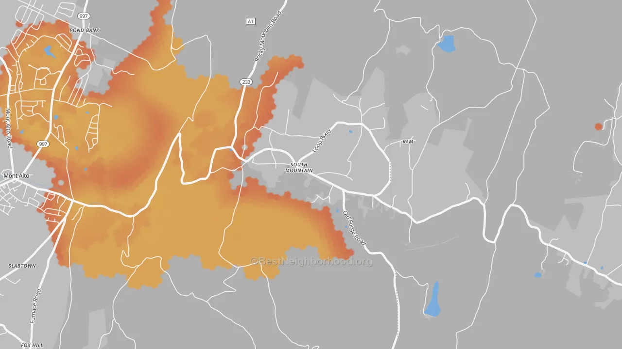 Bike Grade map of South Mountain, PA