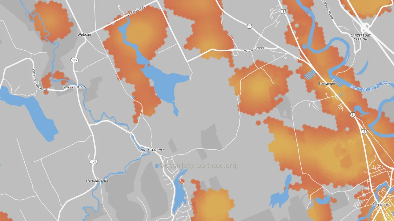 Bike Grade map of South Newbury, NH