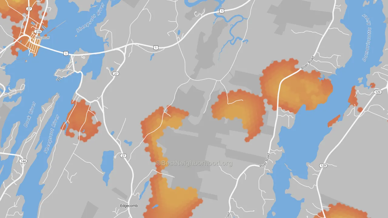 Bike Grade map of South Newcastle, ME