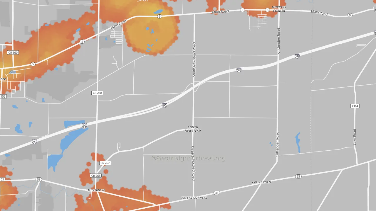 Bike Grade map of South Newstead, NY