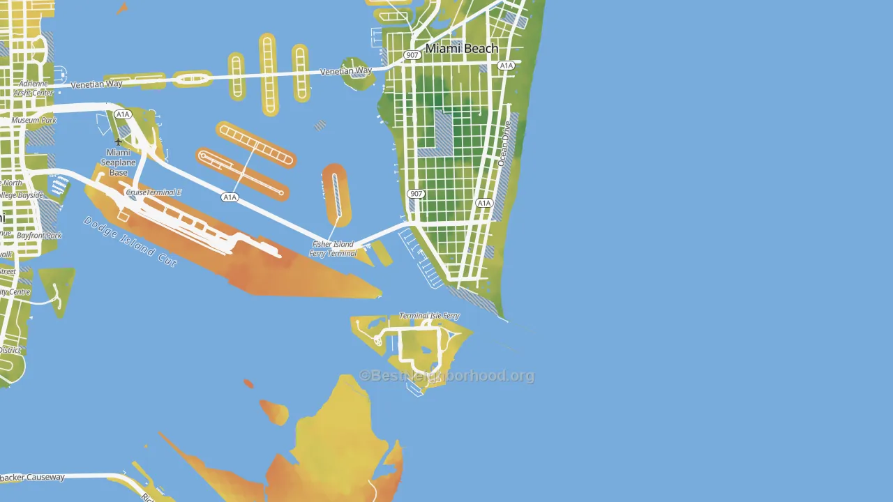 Bike Grade map of South of Fifth, Miami Beach, FL