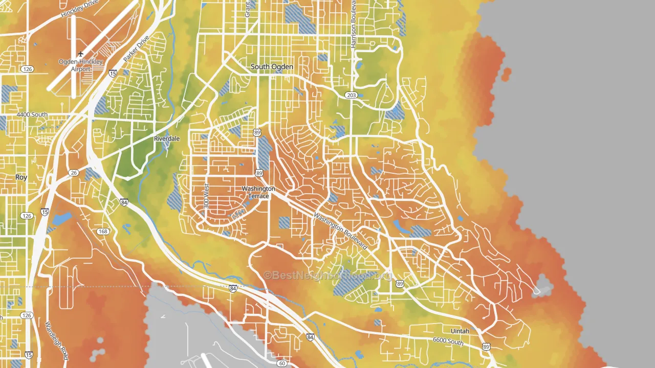 Bike Grade map of South Ogden, UT